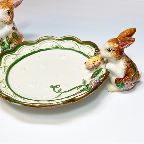 Vintage Easter Bunny Egg Cup and Plate Ceramic Set Of 2 - Picture 6 of 16